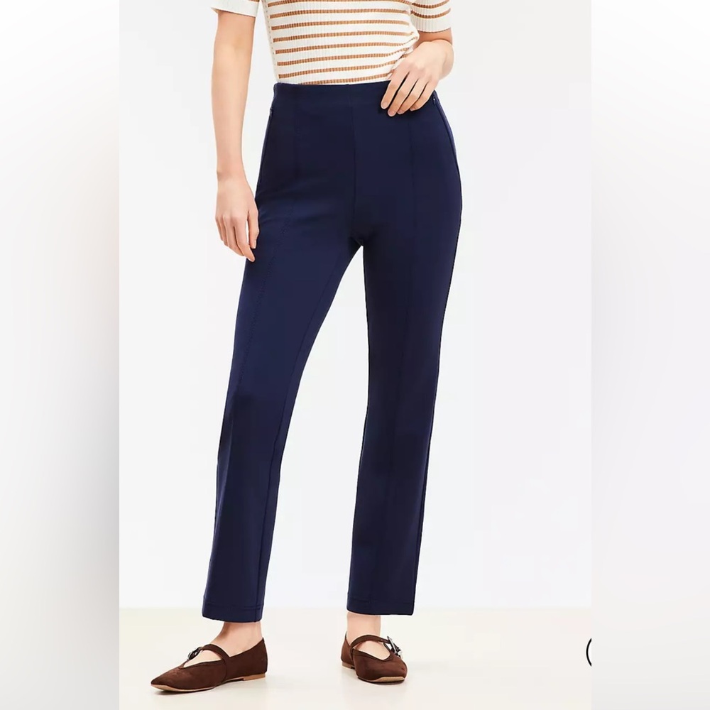 Like new Navy LOFT Ponte Straight Pants with front seam, size XL - Picture 2 of 5